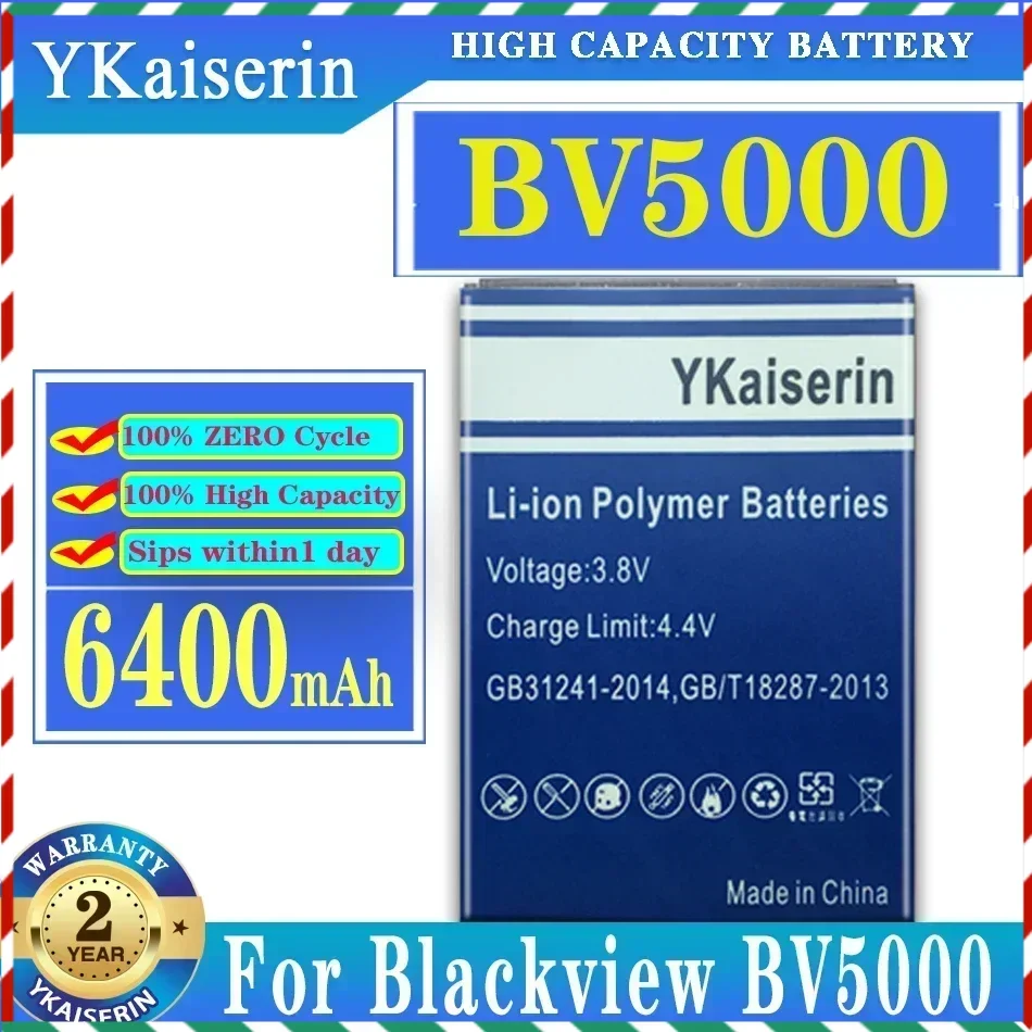 

Сменный аккумулятор ykaisсеребрин BV 5000 6400 мАч для Blackview BV5000, умный аккумулятор большой емкости + трек-код