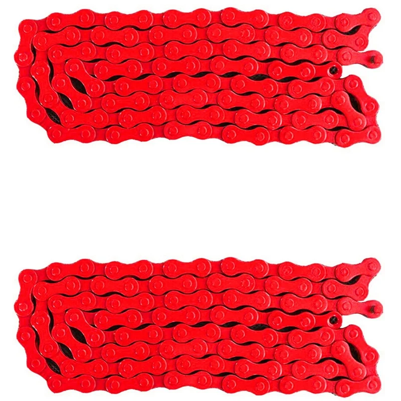 2X Bicycle MTB BMX Road Bike 1/2 Inch X 1/8 Inch Fixied Chain Single Speed 96 Link Red