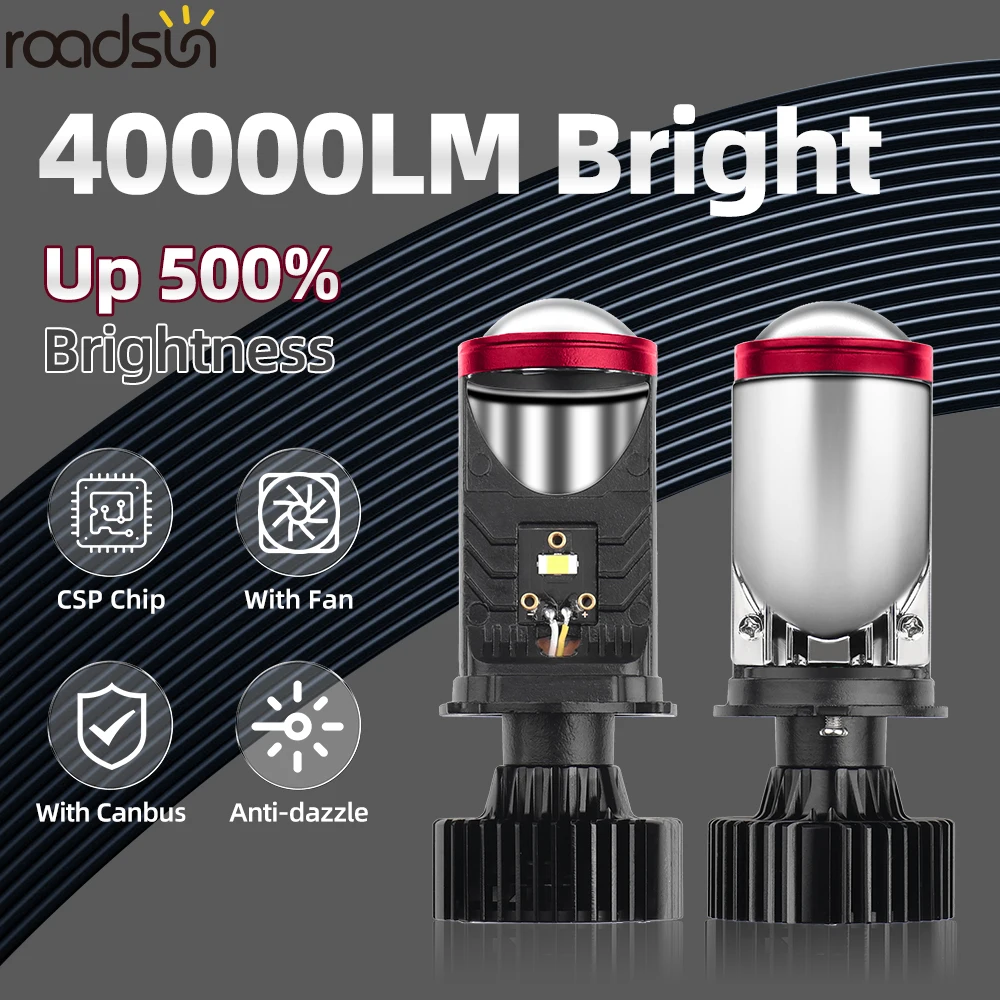 

H4 светодиодный проектор с мини-лінзами 40000LM с левым рулем, автоматические светодиодные лампы для фар ближнего света, лампа Canbus для автомобиля/двигателя 12 В 24 В