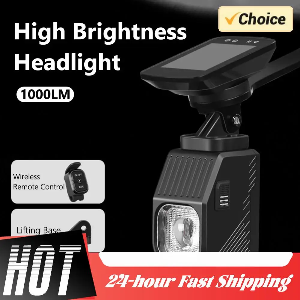 

1000LM Bike Front Light Bicycle Headlight Night Riding Safety Lights Portable Headlamp Remote Control Bicycle Hanging Light