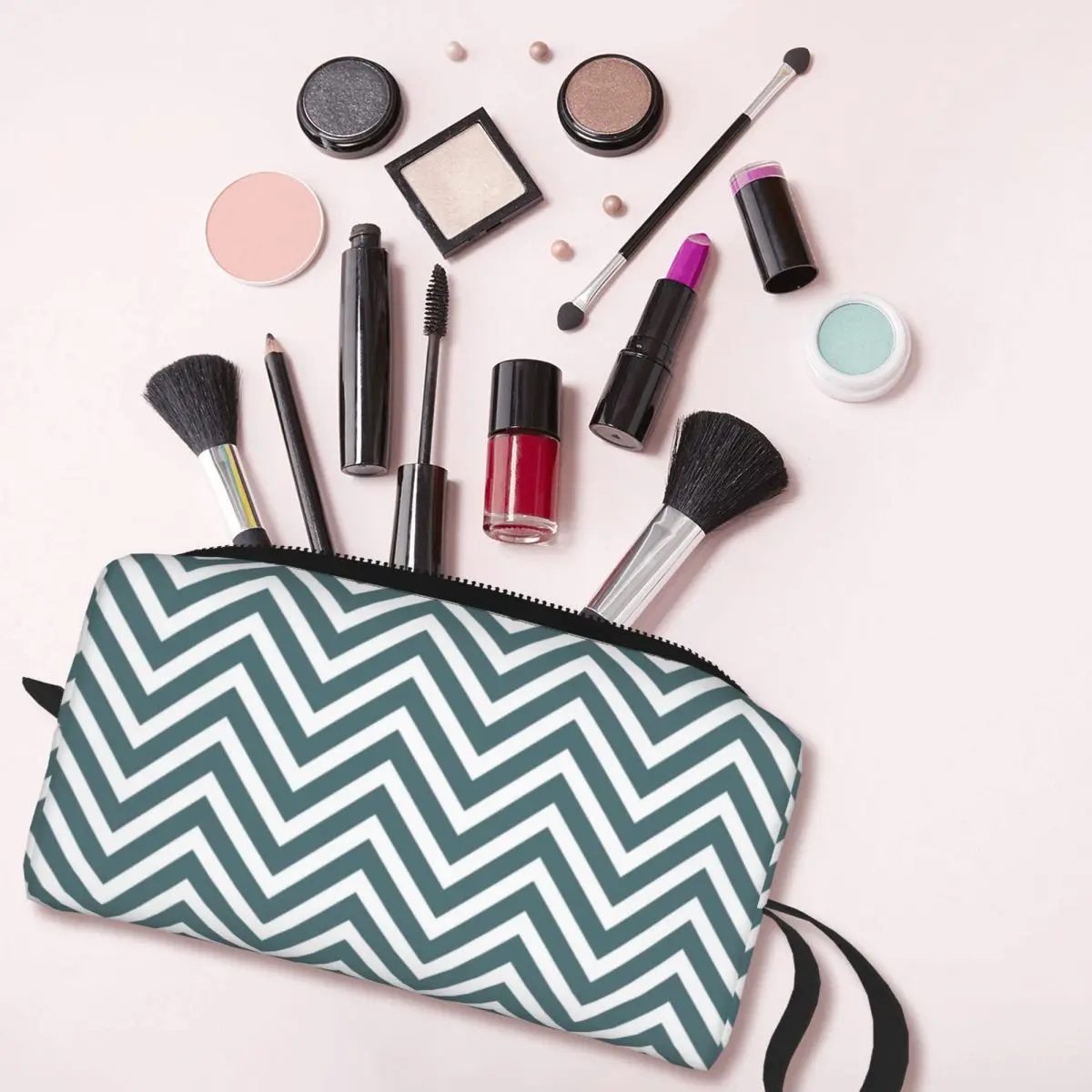 Travel Zigzag Pattern Toiletry Bag Kawaii Bohemian Geometric Makeup Cosmetic Organizer for Women Beauty Storage Bag Dopp Kit Box