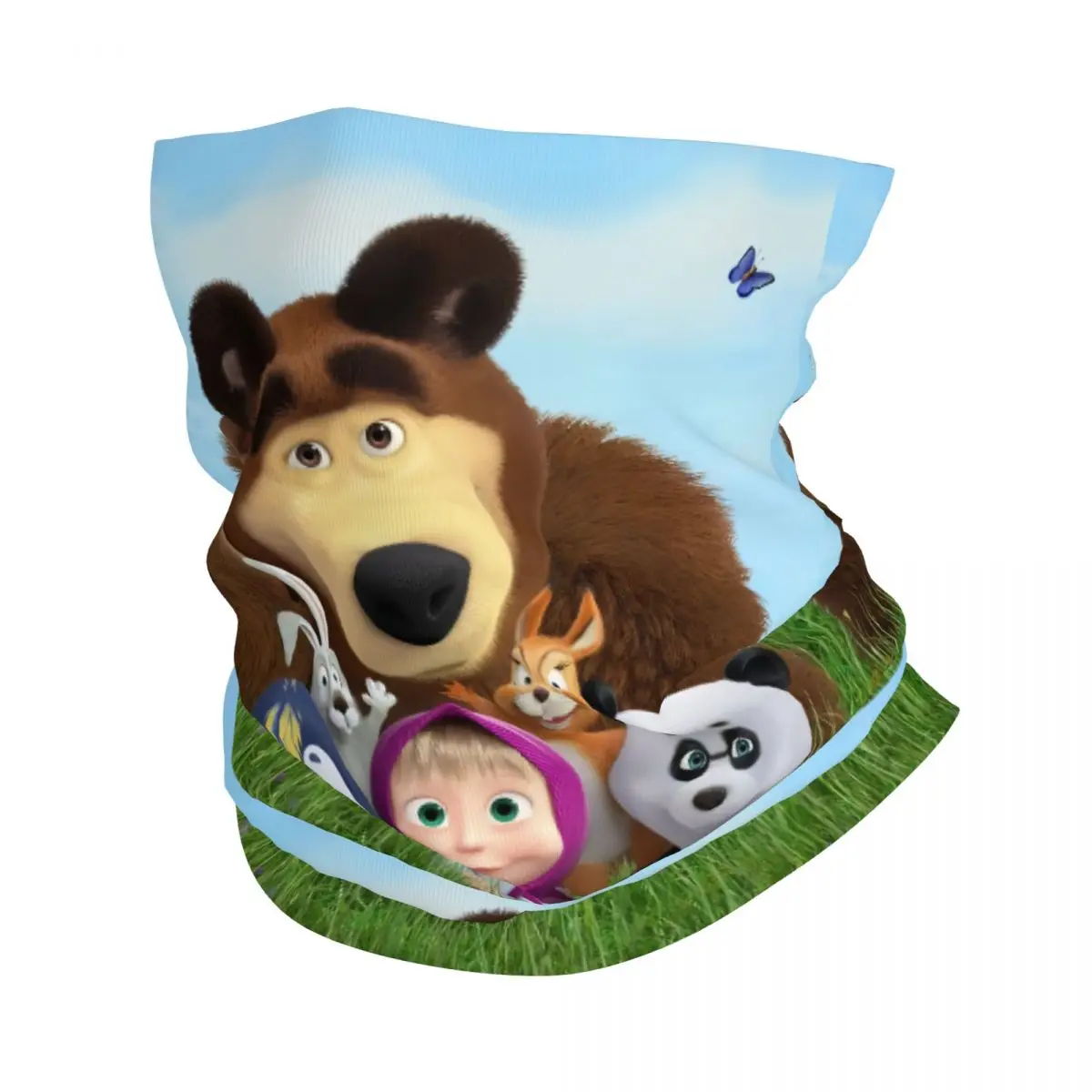 

Custom Russia Cartoon M-Masha And The B-Bears Anime TV Neck Gaiter Women Men UV Protection Winter Bandana Scarf for Cycling