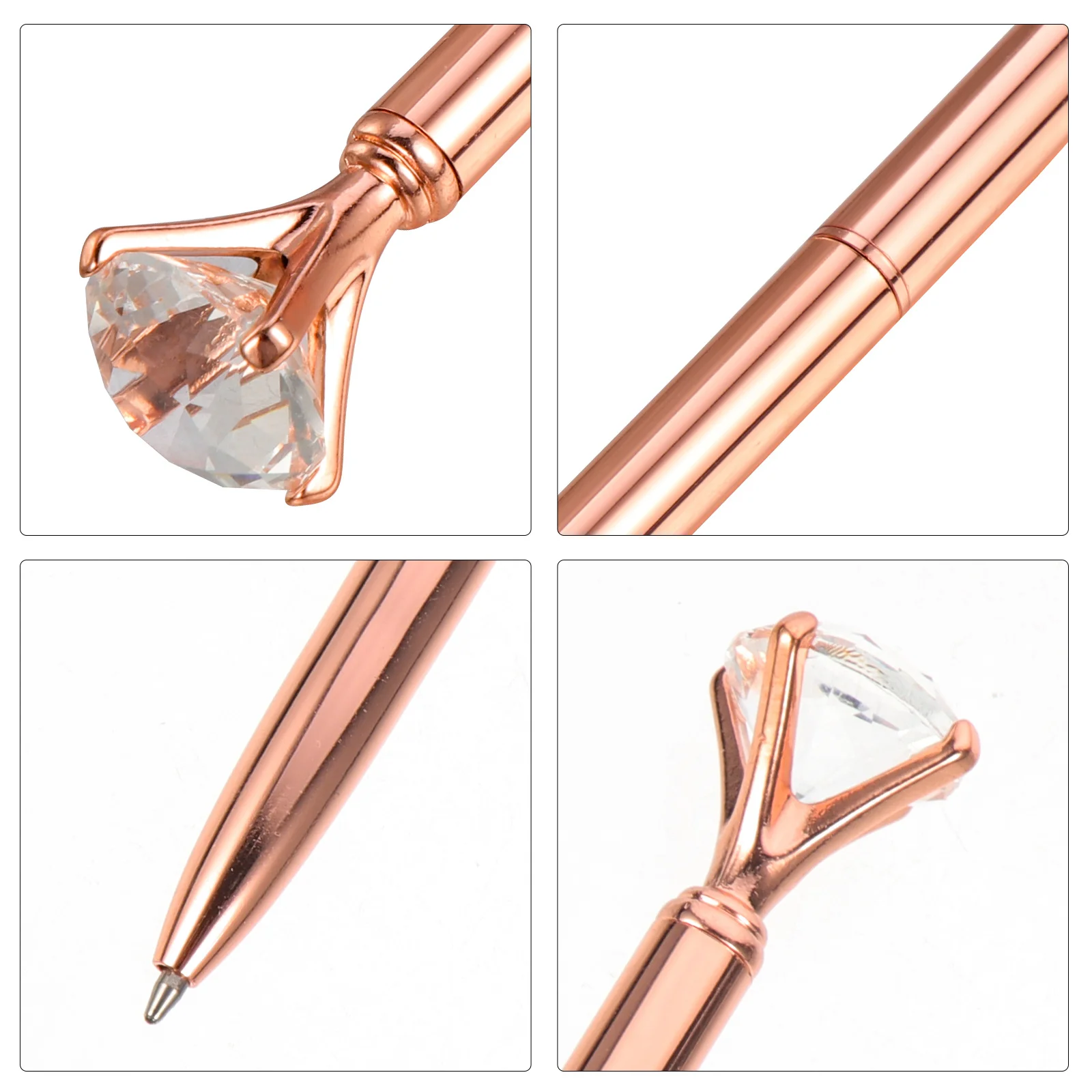

4Pcs Diamond Shape Ballpoint Pens High-Grade Metal Construction Smooth Ink Flow Lightweight Compact Design Ideal for Daily Use