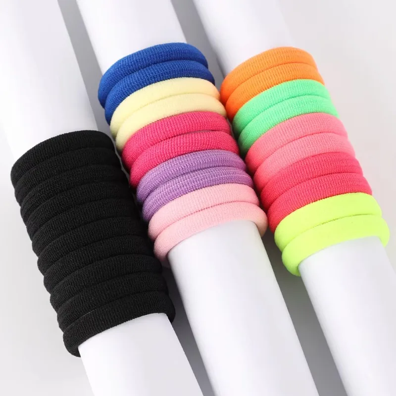 Gomas para el pelo de alta elasticidad para niña y mujer, accesorios para el cabello de color negro, lazos de goma, coletero, 50/100 piezas