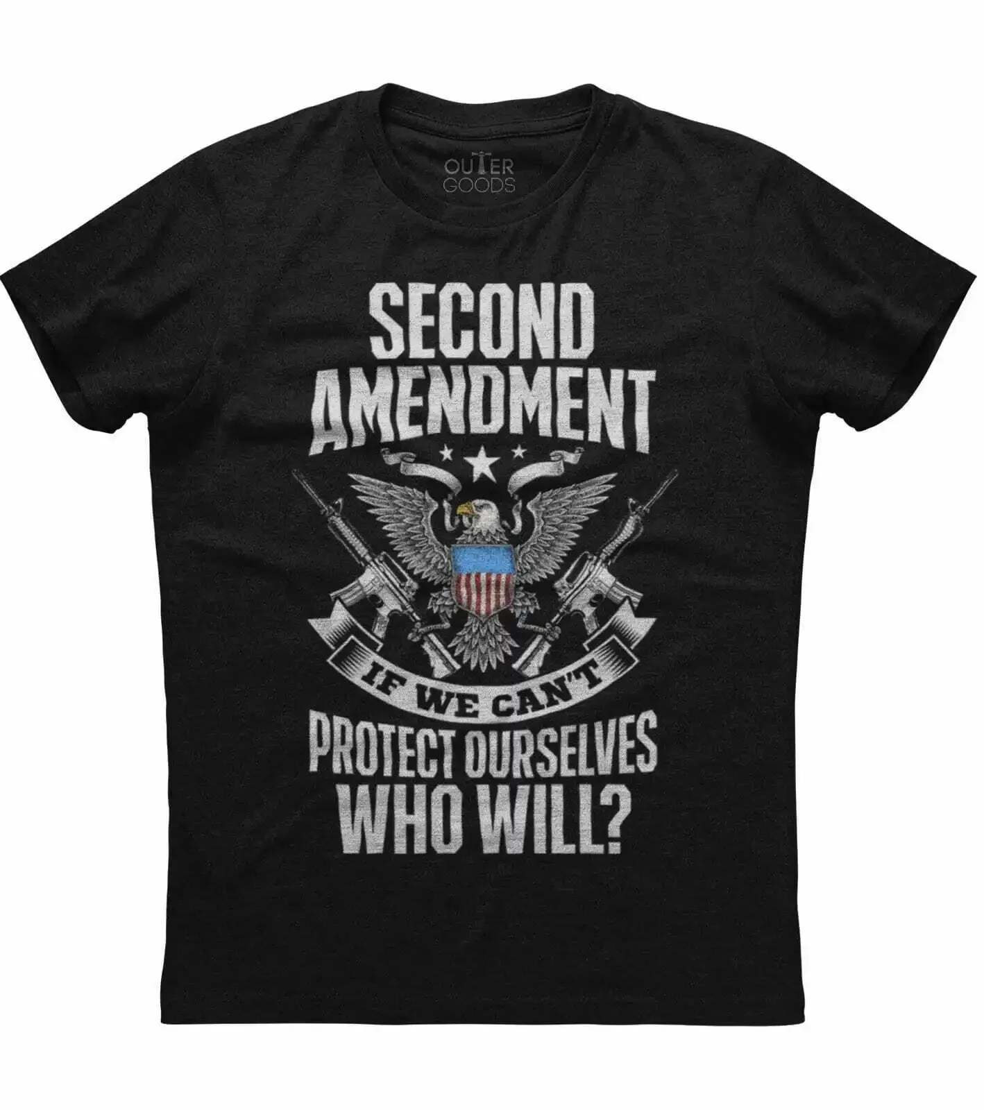 If We Can't Protest Ourselves, Who Will? Funny 2nd Amendment Patriotic Phrase T-Shirt. Cotton O-Neck Short Sleeve Mens T Shirt