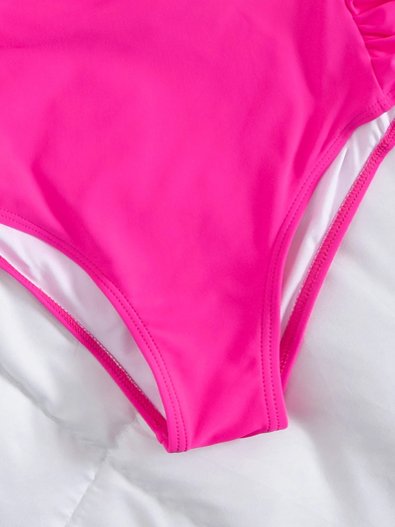 Bikini de cintura alta con volantes y hombros descubiertos para mujer, traje de baño Sexy de encaje, traje de baño para mujer, ropa de playa para vacaciones