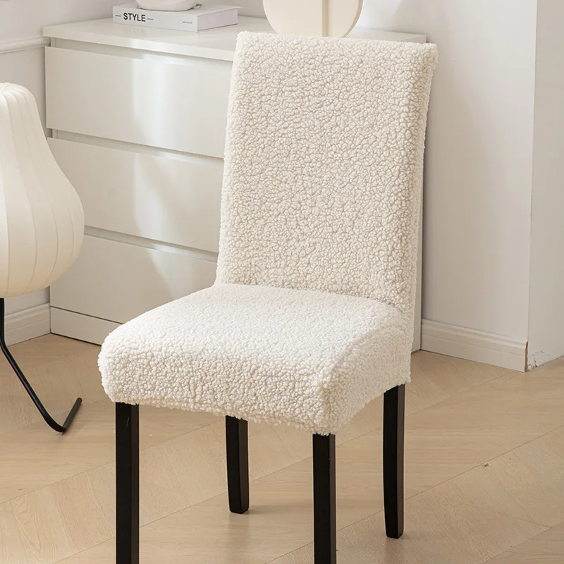 

Thickened Curled Lamb Wool Chair Cover Warm, Skin-Friendly & Breathable Universal Slipcover for Dining Chairs Decor