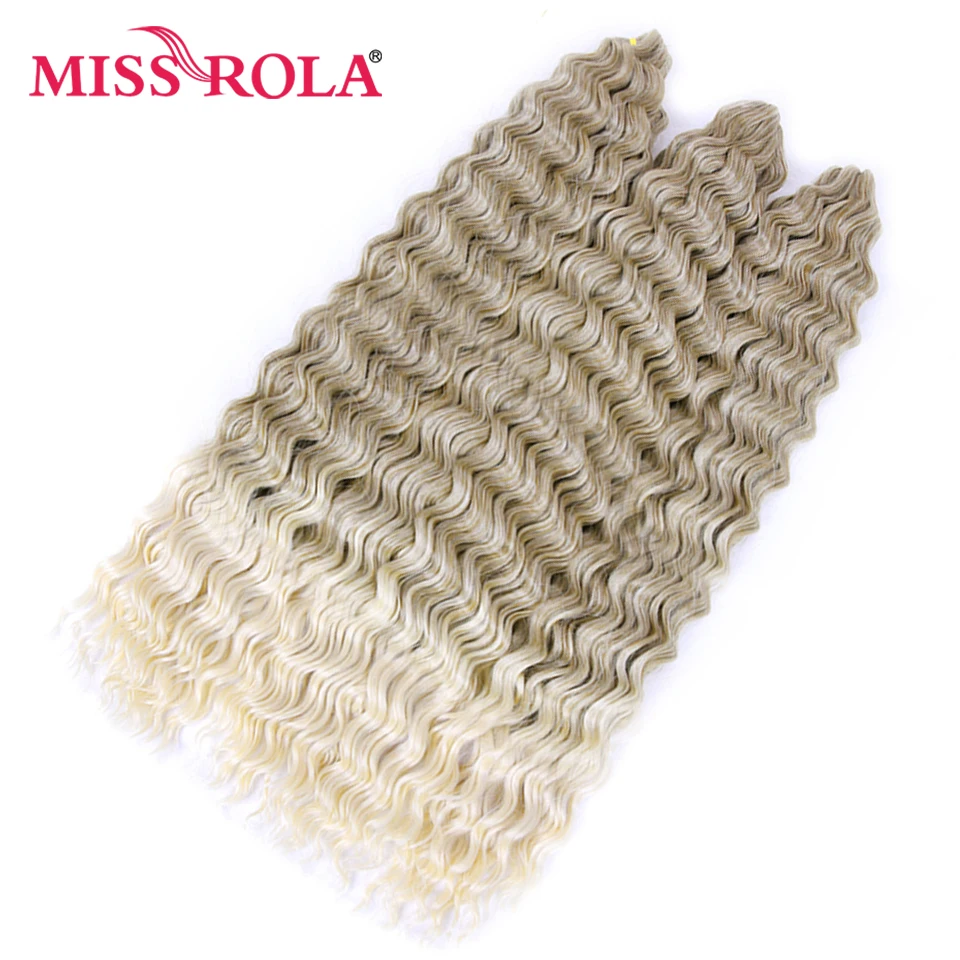 FRÄULEIN ROLA Synthetische Weiche 30 Inch Lange Wasser Welle Häkeln Haar Göttin Flechten Haar Natürliche Wellenförmige Ombre Blonde Haar Extensions – Detail 5