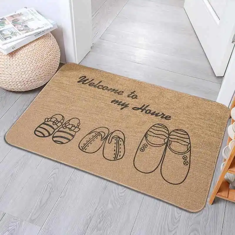 

New Simple Japanese Style Entrance Mat Quick Dry Easy to Maintain Linen Home Use Bathroom Door Mat Floor Rug Danpiyin