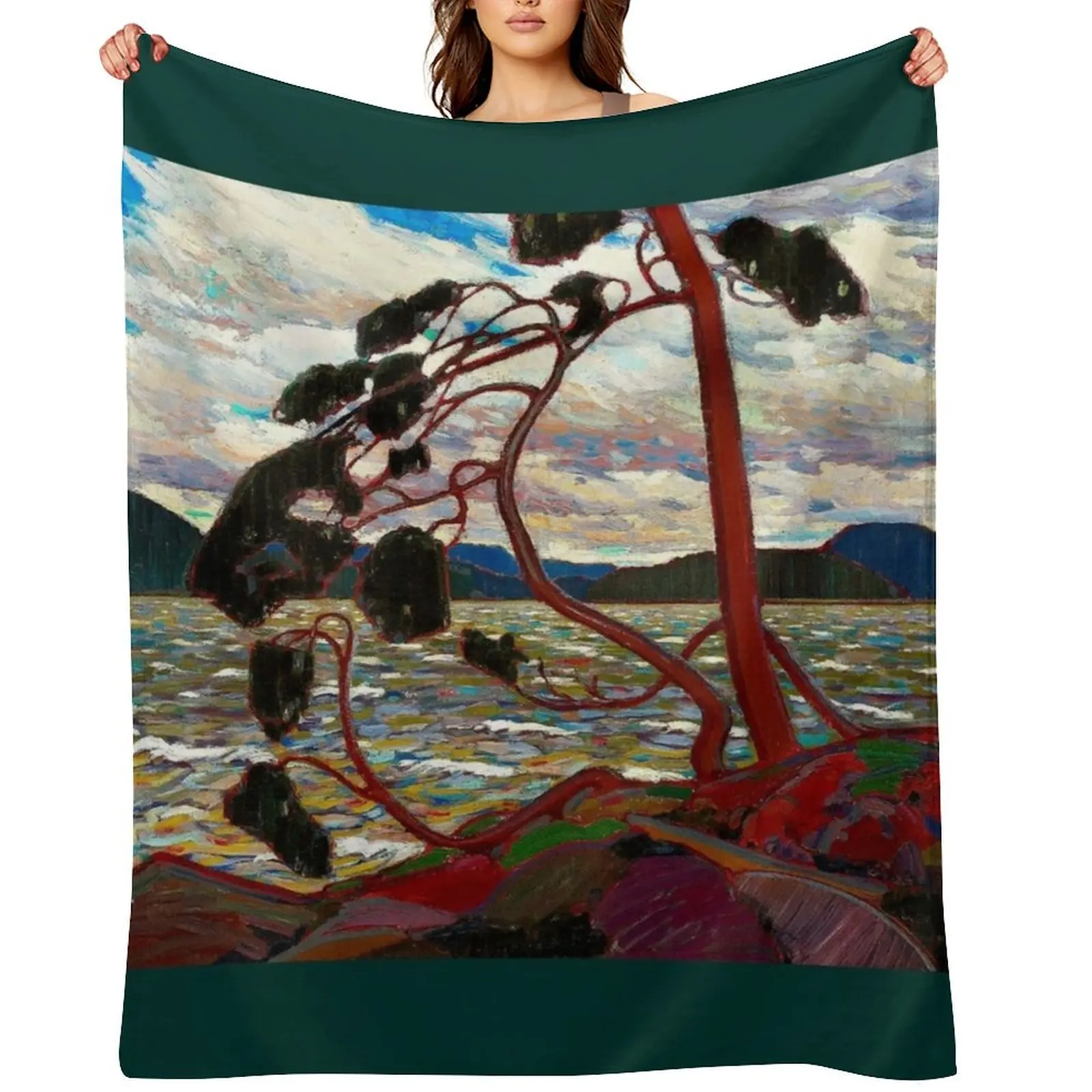 WEST WIND : Vintage 1919 Tom Thomson Algonquin Park Art Print Throw Blanket Luxury Designer for babies Designers Picnic Blankets
