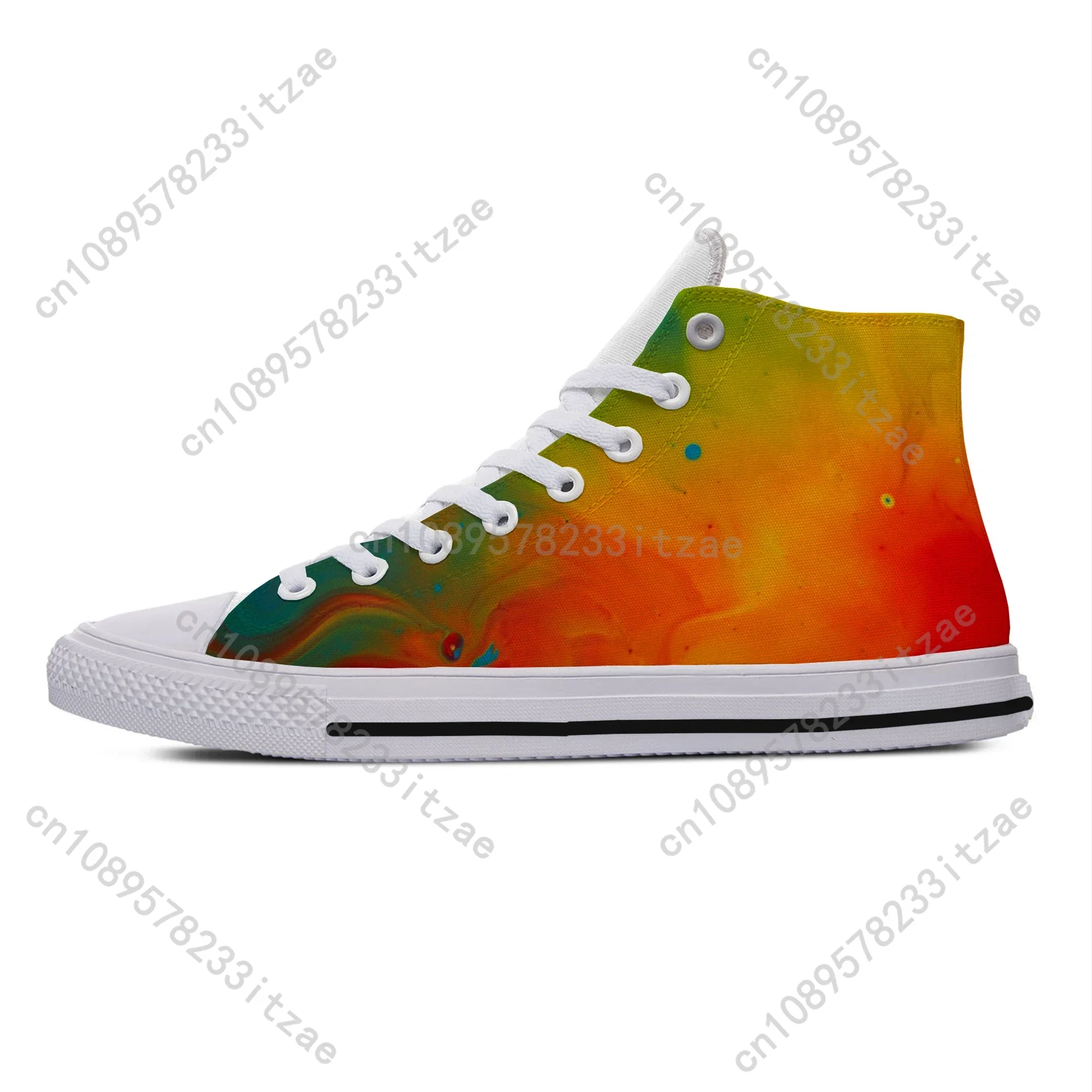 Sapatos leves High Top Canvas para homens e mulheres, tênis respiráveis casuais, ondas multicoloridas abstratas, arte digital, lona mais recente, nova chegada