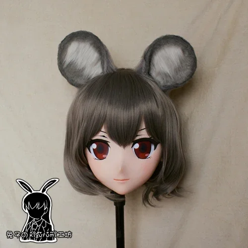 (Rabbit 79) Resin Cross dress Pretty Girl Head BID Doll Mask Japanese Anime Kigurumi Mask Cosplay with Wig