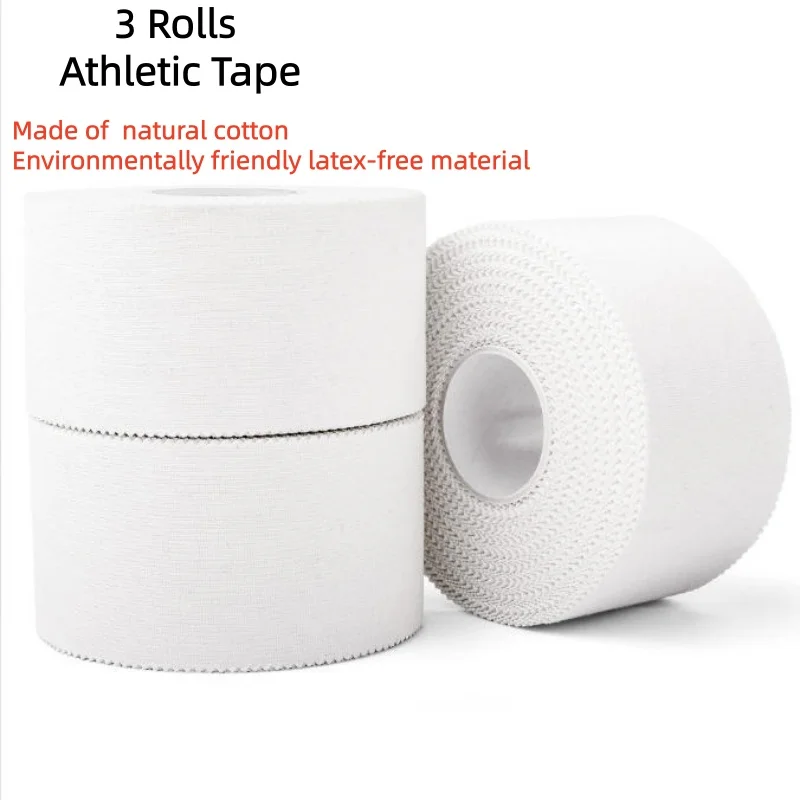 3 Pack Cotton Athletic Tape White Muscle Elastic Bandage Strain Injury Tape Binding Medical Waterproof Sports Tape