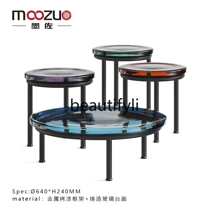 

Designer model room size set crystal cast glass, creative transparent suspended coffee table customization