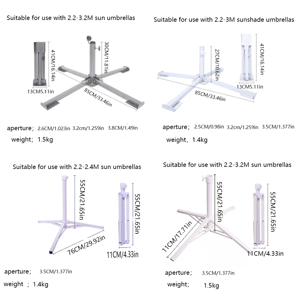 Sun Umbrella Four legged Base Outdoor Umbrella Folding Three legged Support Beach Umbrella Cross Metal Umbrella Seat Fishing Um