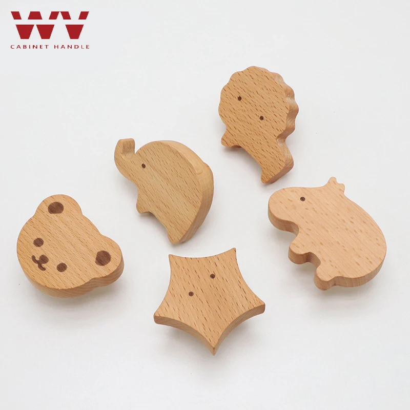 YM Wooden Door Handles Animal Wood Furniture Handles for Cabinets Dressers Drawers Door Knobs Kitchen Cupboard Wardrobe Pulls