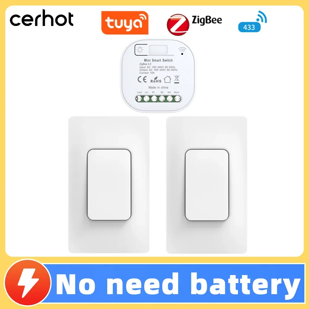 Cerhot Tuya Zigbee Self Powered Diy Whole House Smart Switch No Battery Waterproof Wireless Remote Control Kinetic Switches Set