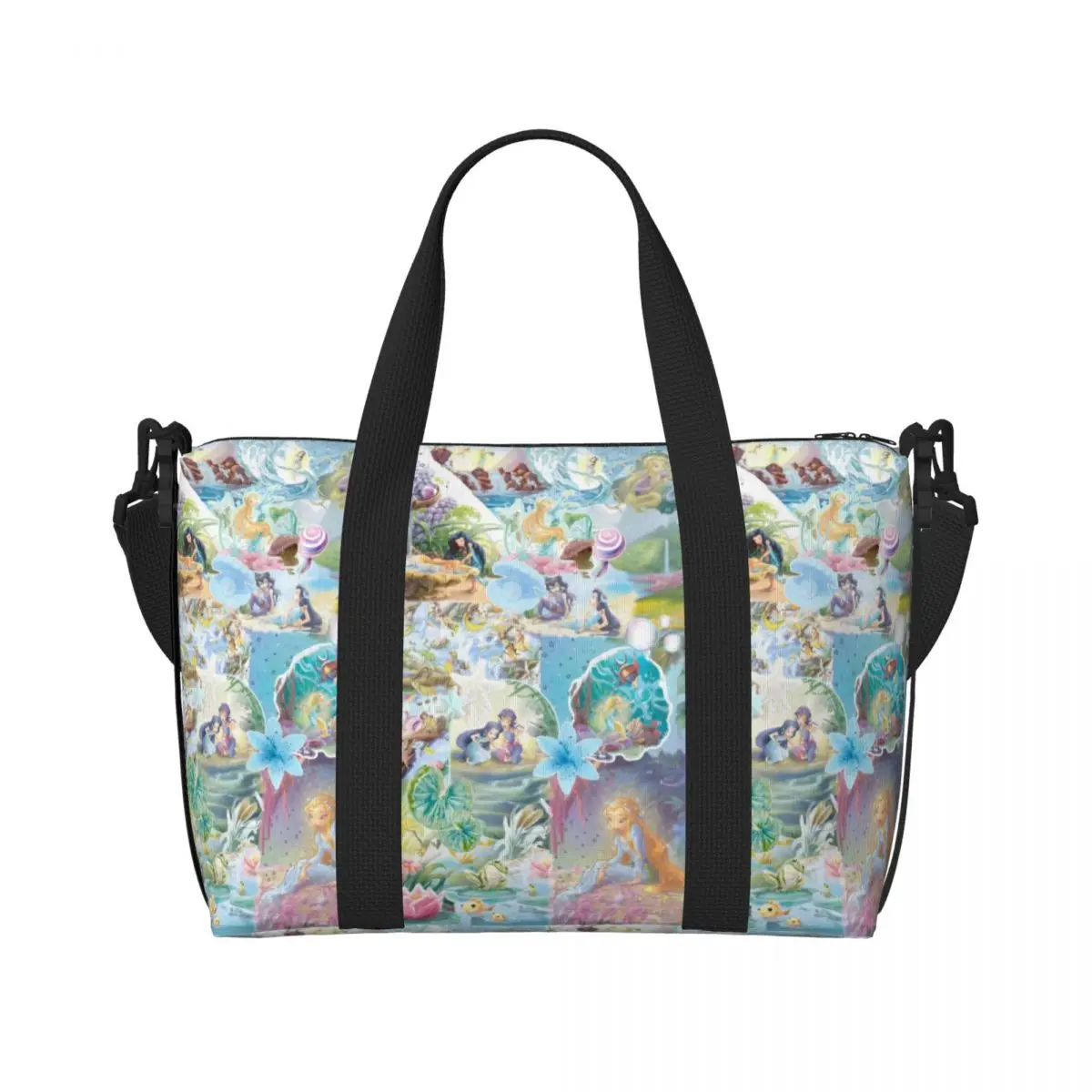 

Custom Tinkerbell Wallpaper Beach Tote Bag for Women Extra Large Gym Carry On Travel Shopping Bags