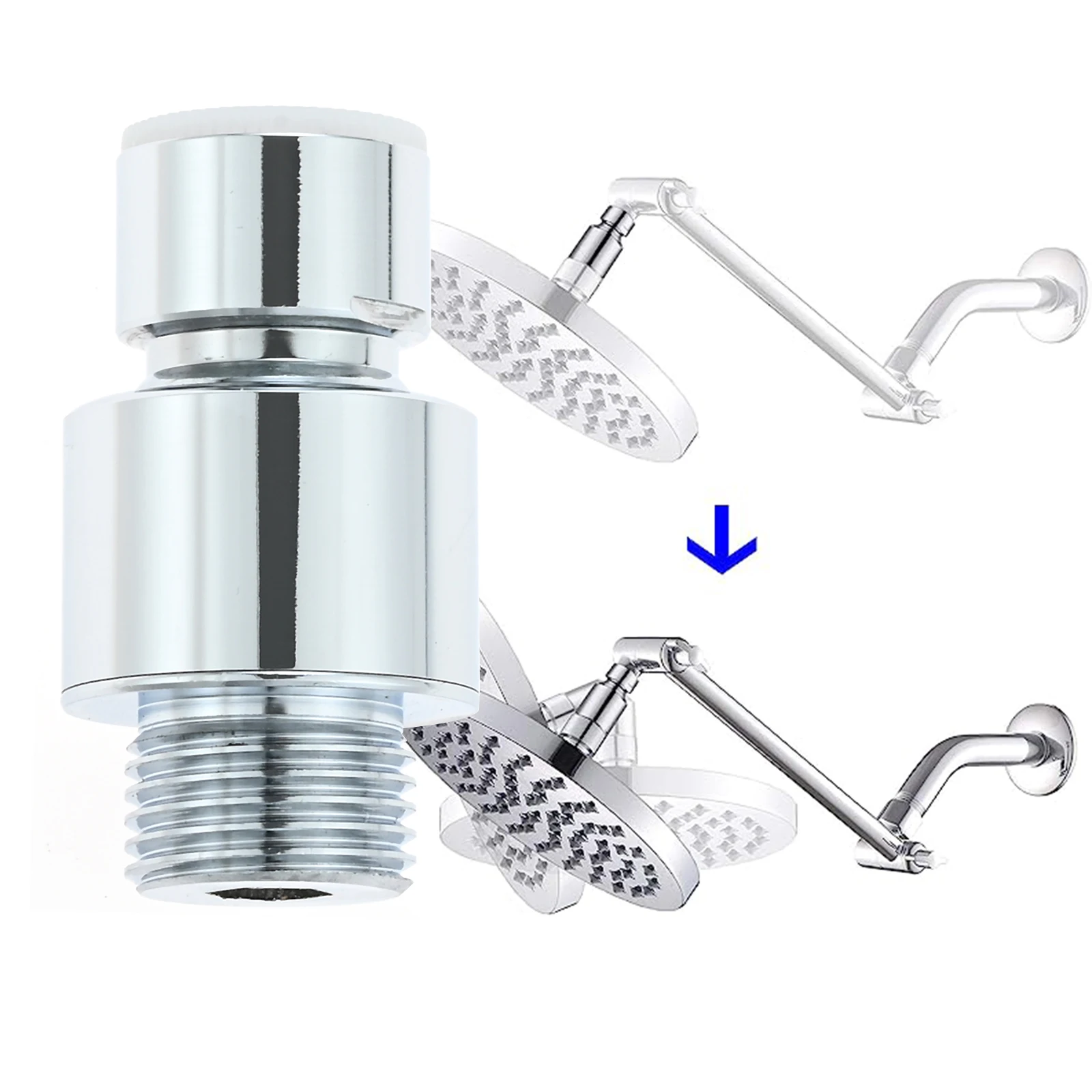 

Polished Chrome Shower Head Swivel Ball Adapter G1/2 Connector Ball Joint Adjustable Bathroom Shower Arm Extension Component