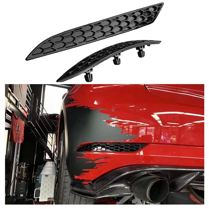 2PCS Rear Honeycomb Strip Rear Bar Reflector Conversion Rear Fog Light Cover Car Parts Accessories For VW Golf 7.5 2014-2018