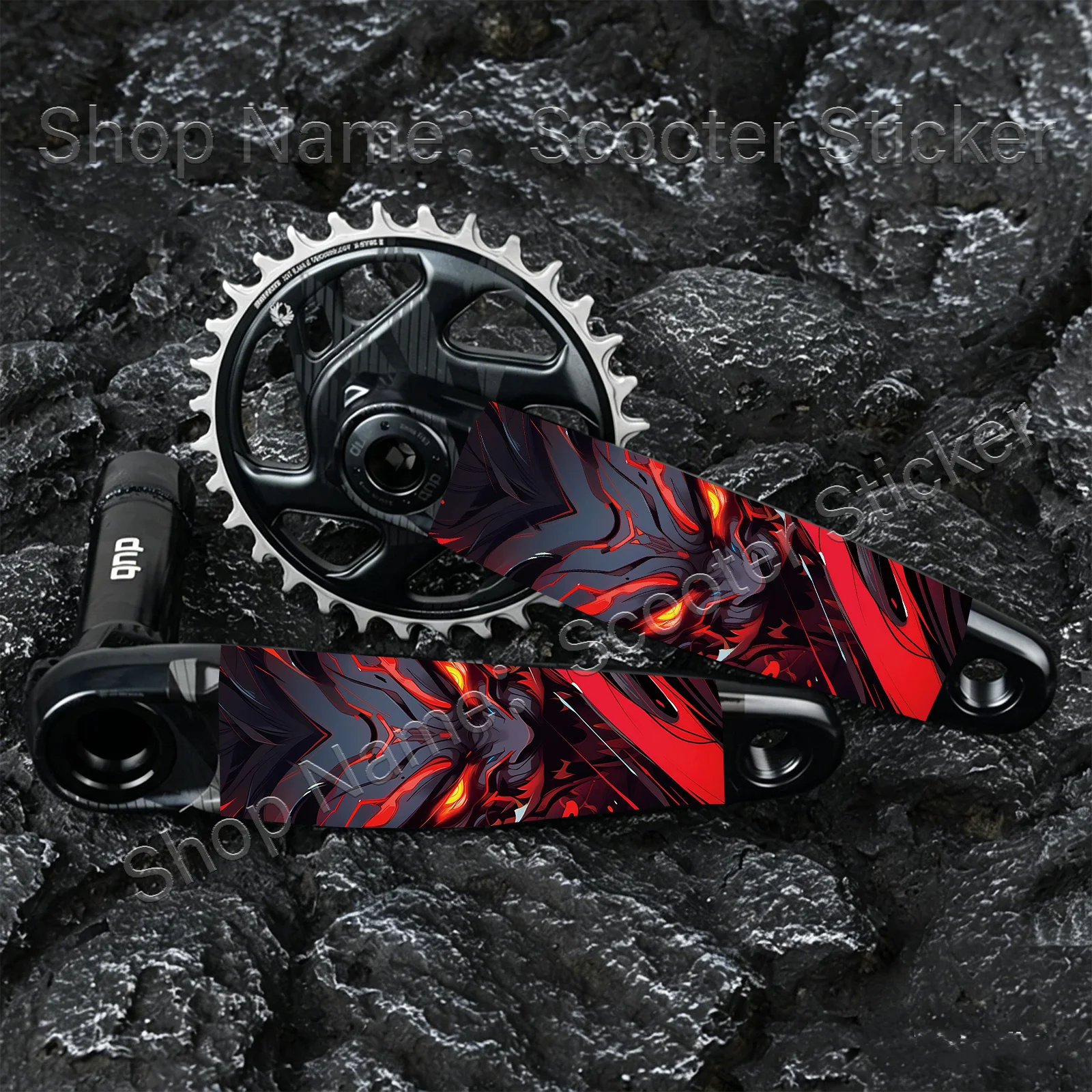 2Pcs/Set Fiery Red Abstract Bike Crank Arm Stickers, Universal Bicycle Crank Protective Decals