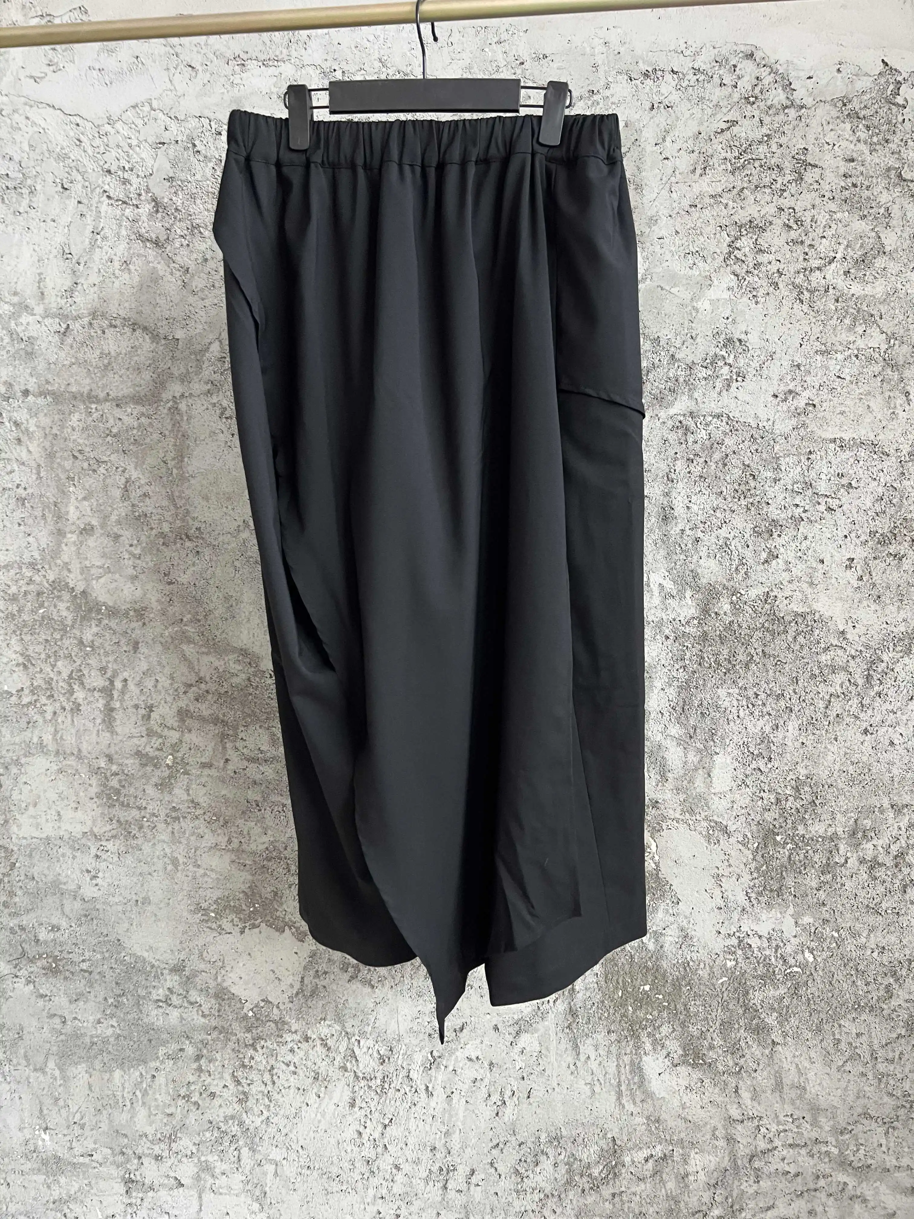 TOP-YAMAMOTO original Design sense multi-piece fabric drawstring waist skirt, casual wool irregular long pants for men