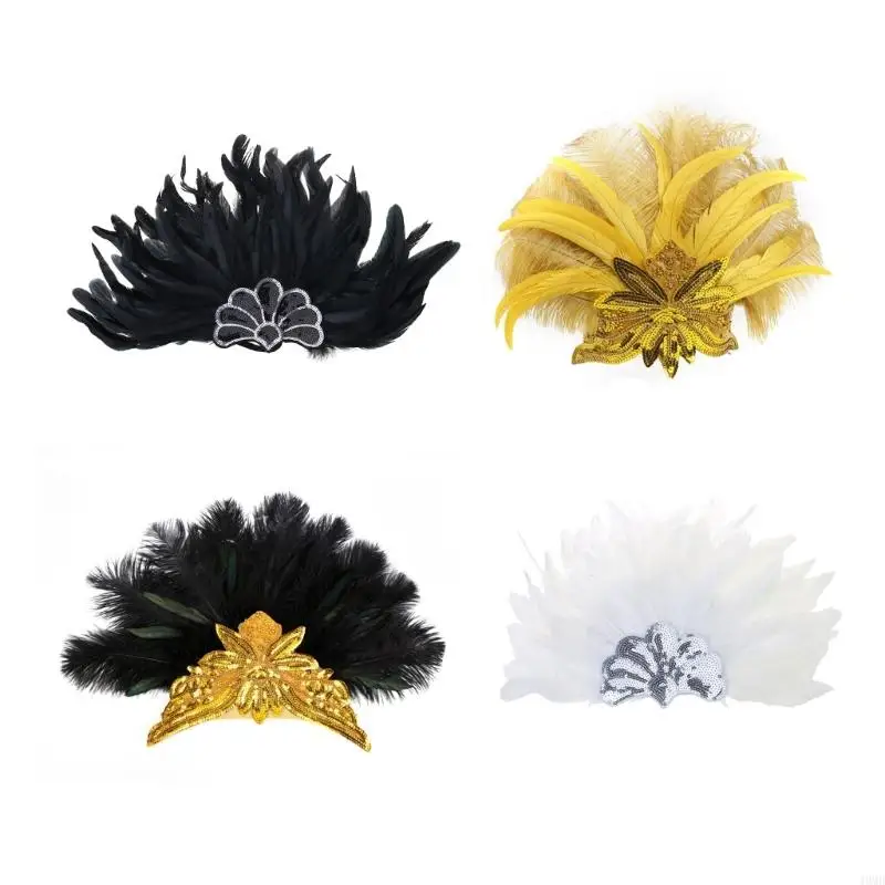 

49MD HairBand Sequins Headband Headdress for Masquerade Makeup Party Masquerade