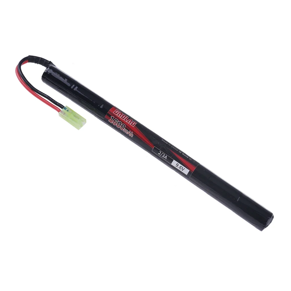 2/3A 9.6v NiMH Stick Battery 9.6V 1600mAh Airsoft Battery with Mini Tamiya Connector for AK47 MP5K RPK PKM G36C MC51 Rifle Guns