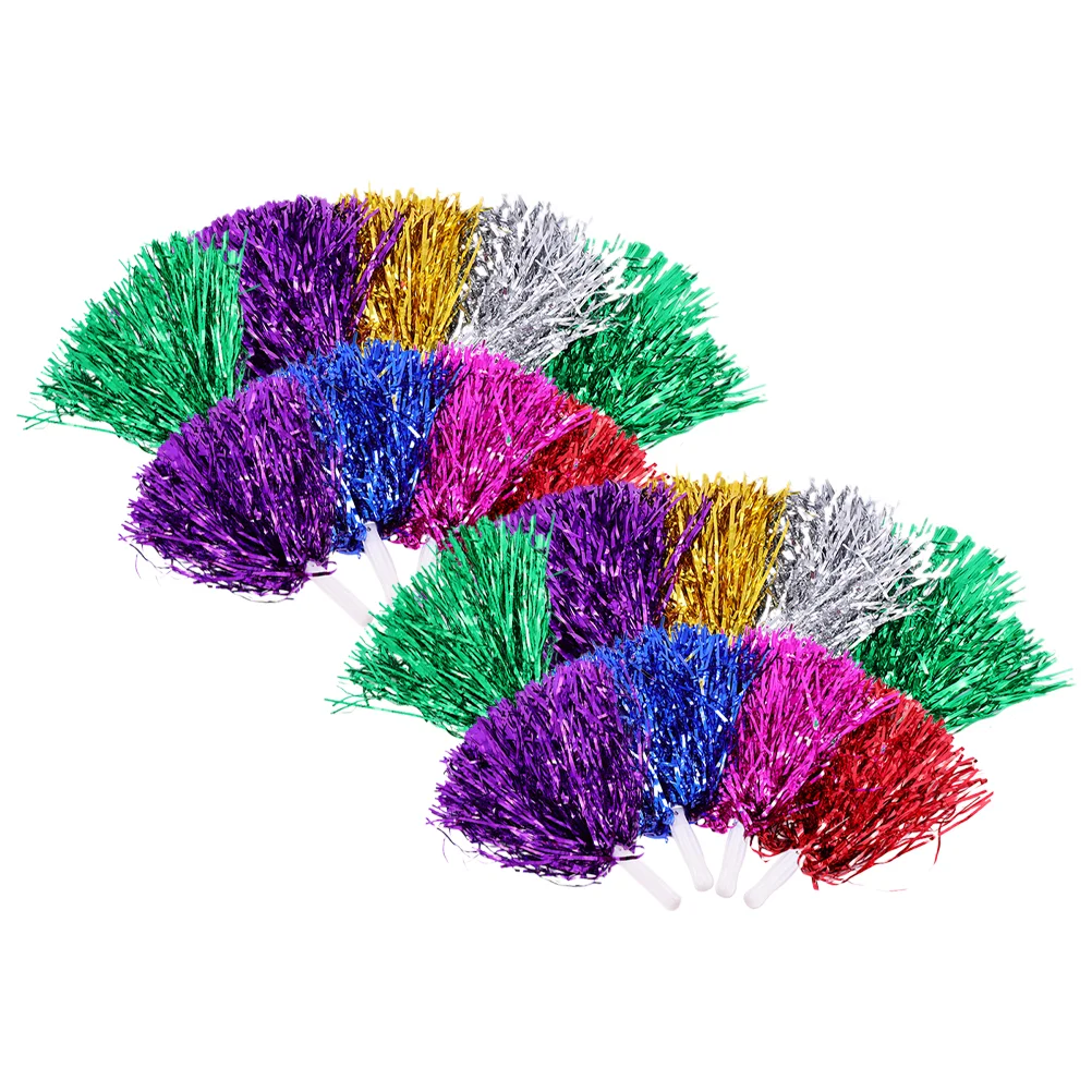 18 Pcs Hand Stick to Shake Bouquet Reusable Cheerleader Pom Poms Colored Balls Portable Cheerleading Props Pompoms