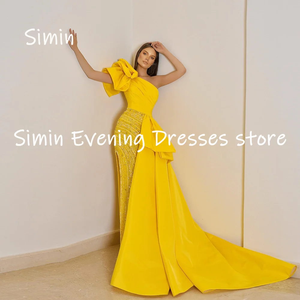 Simin Satin Meerjungfrau One-Shoulder-Pailletten Rüschen formelle Ballkleid bodenlangen Abend elegante Party kleider für Frauen 2023