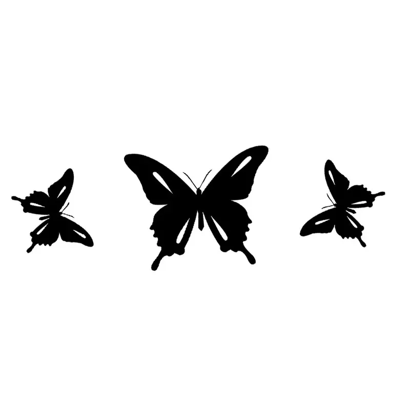 

Three Beautiful Butterfly Stickers Fashion Car Window Decoration Personality Pvc Waterproof Decals Black/white, 18cm*6cm