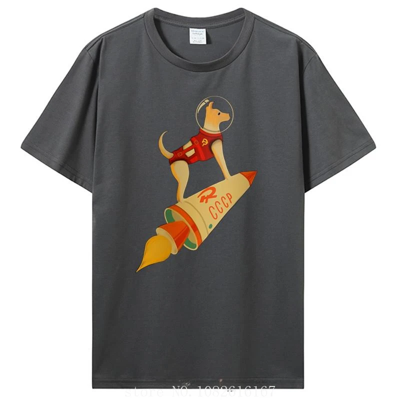 Super Rocket Dog Short Sleeve Tee Cccp Soviet Laika The Russian Space 100% Cotton Mens Summer Sale T Shirt Funny Tee Shirts