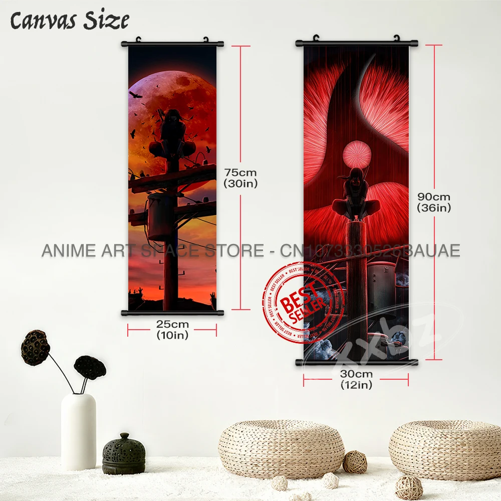 Naruto Hängende Malerei Anime Poster Itachi Uchiha Figuren Scroll Bilder Leinwand Home Decor Cartoon Nachttisch Hintergrund Wandkunst – Detail 5