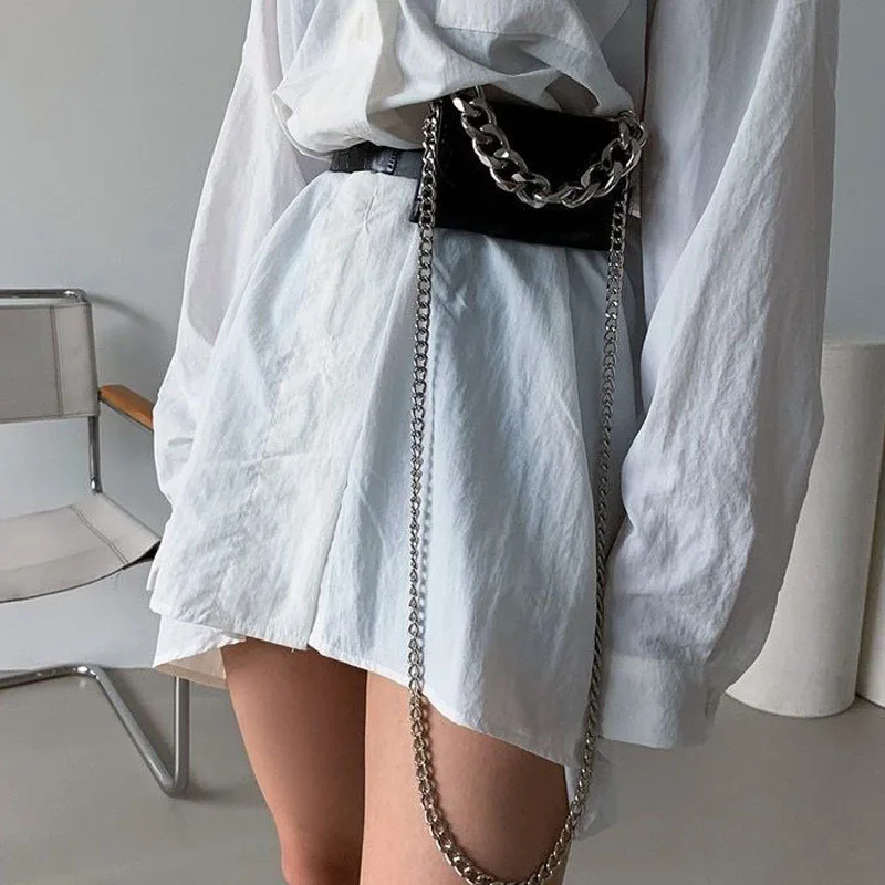 New Fashion High Quality Thick Chain Belt Detachable Crossbody Chest Bags  Designer Waist Bag For Women Chain Belt