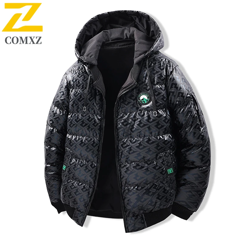 2025 جديد الرجال سترة قطن الوجهين العصرية تنوعا كامو سميكة الدافئة مقنعين أسفل سترة في الهواء الطلق الشتاء الرجال جاكيت زيبرا