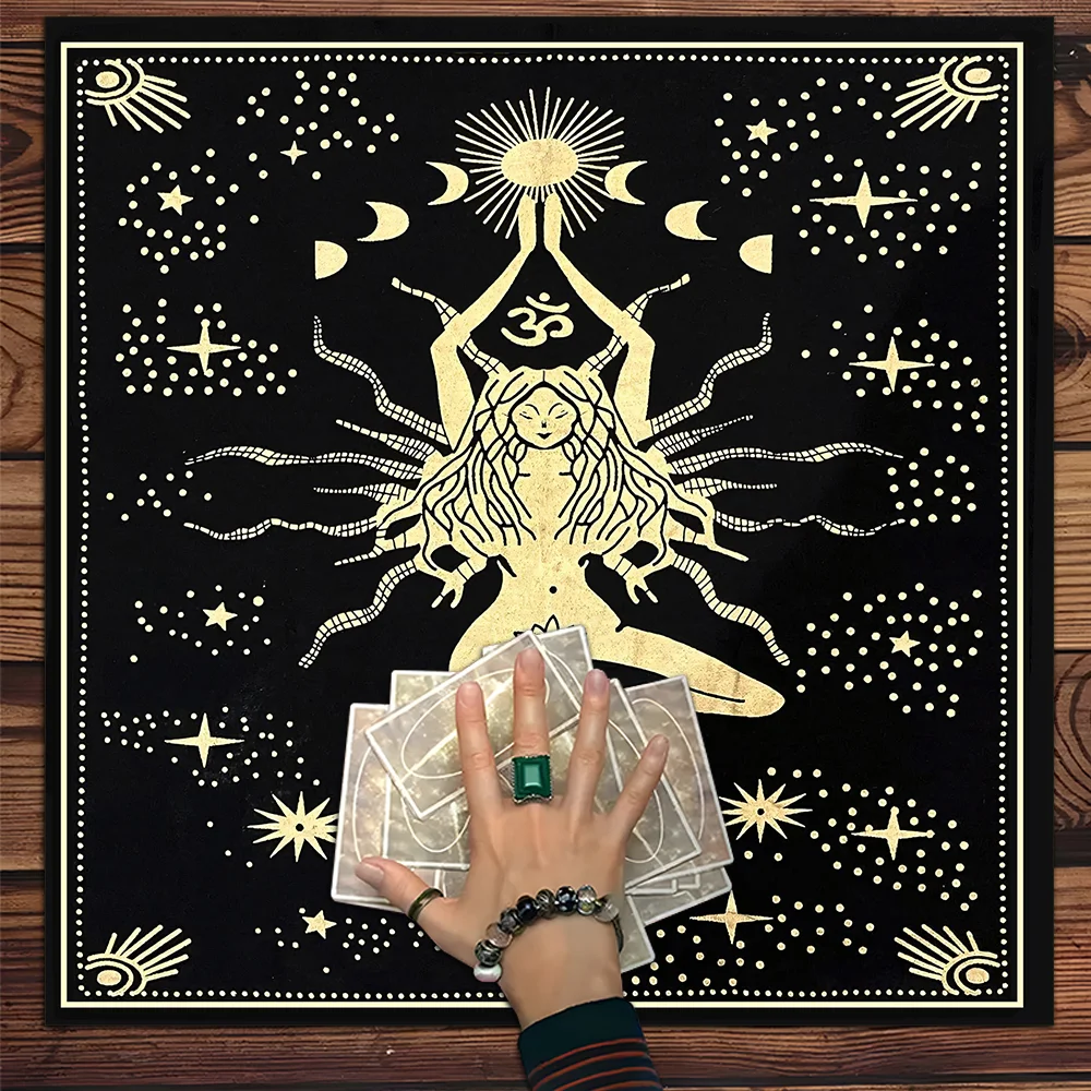 

Goddess of LifeTarot Card Tablecloth Witchcraft Astrology Polyester Tarot Mat Witch Altar Cloth Divination Cloth Card Pad