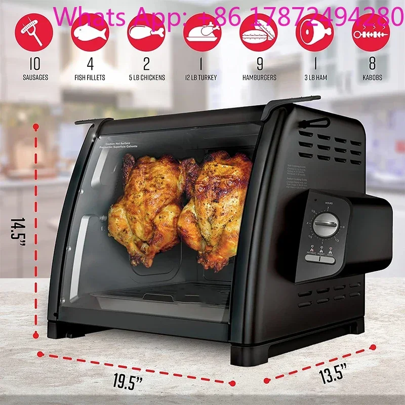 Electric Oven 1000W Large Capacity Chicken Oven 25-250℃ Household Oven Knob Temperature Control