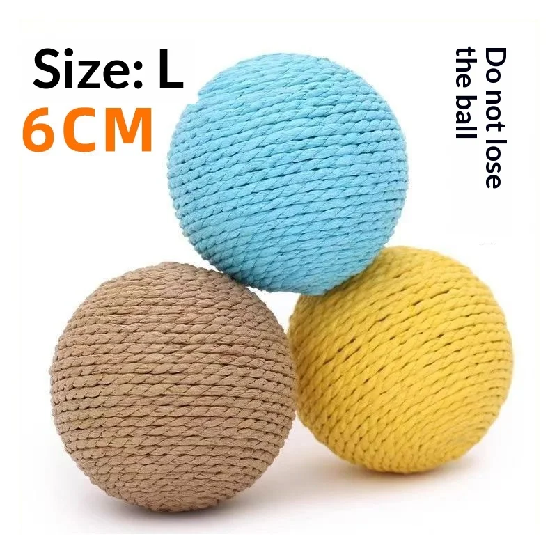 3Pcs Pet Cat Toy Play 6cm Sisal Paper Rope Ball Extra Large Self-Pleasure RelieveChewing Artifact Funny Cat Stick Teeth Grinding - view 2