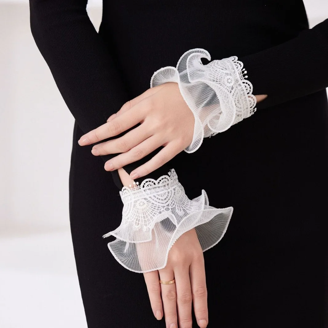 2026 Korean organza lace embroidered lace decorative sleeve women's skirt hand sleeve cross-border
