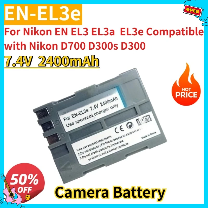 

New EN-EL3e 7.4V 2400mAh Replacement Battery for Nikon EN EL3 EL3a EL3e Compatible with Nikon D700 D300s D300 Li-Polymer