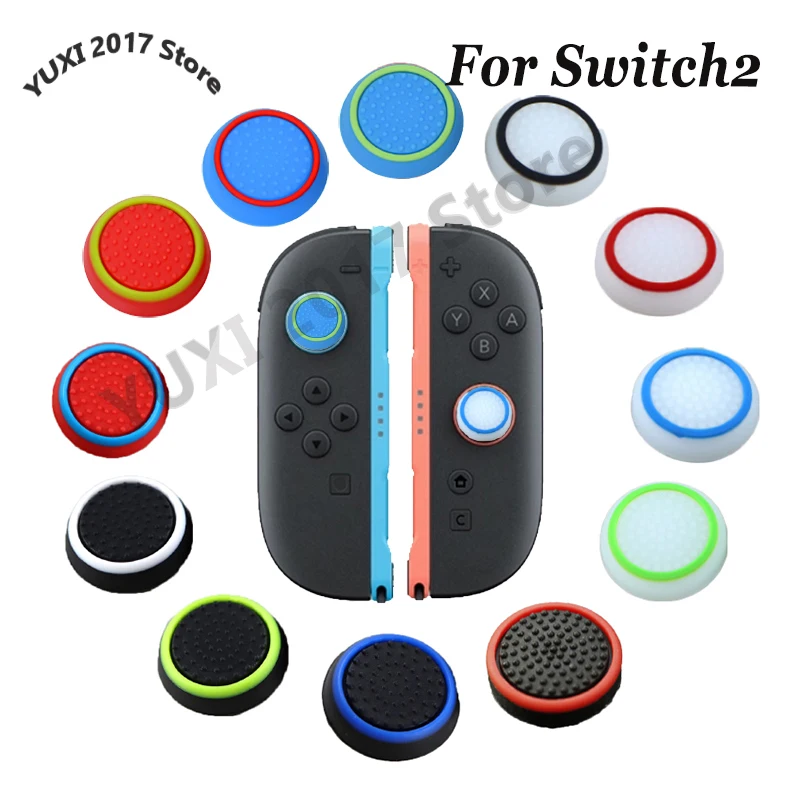 2/10PCS Zwei-farbe Kreis Leuchtende Silikon Kappe Silikon Stange Grip Abdeckung Geeignet Für Schalter 2 spiel Controller