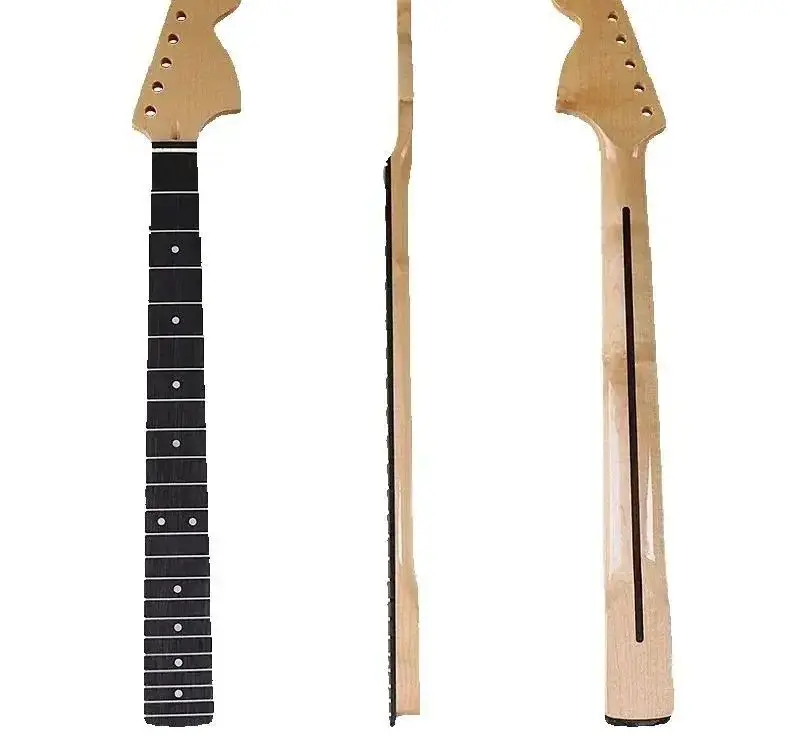 

Electric guitar neck with 6 strings and 22 frets, made of maple wood, large headstock, glossy finish.