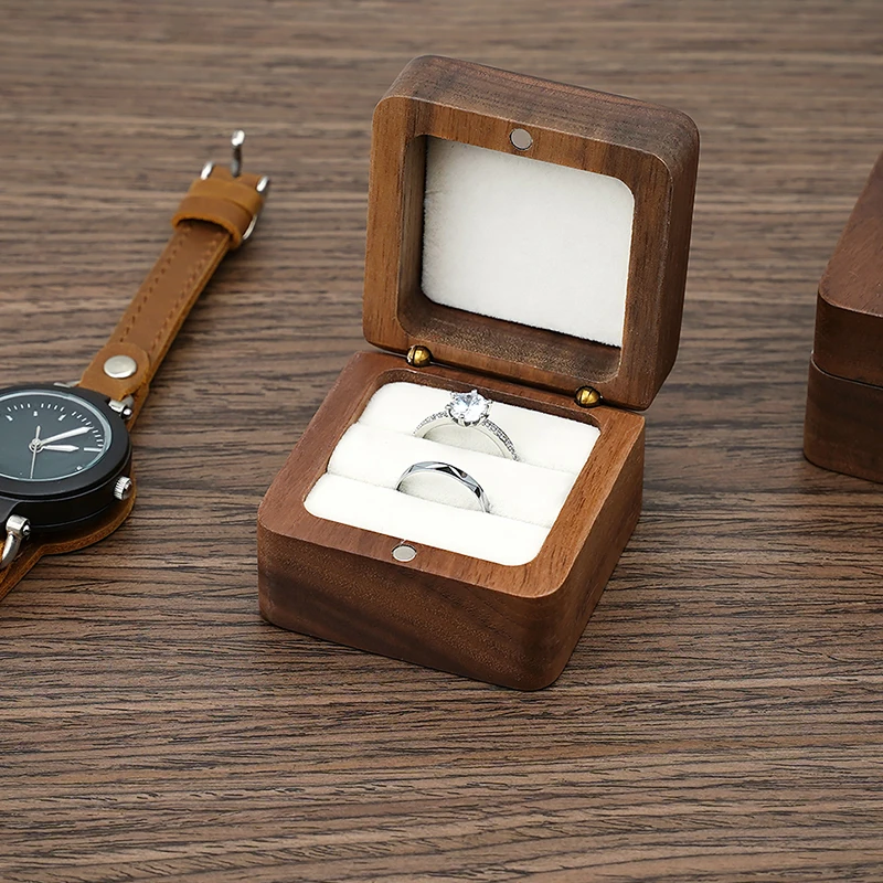 【Peace】Wood Jewelry Box Wedding Ring Box Earring Rings Organizer Box Gift Package Case