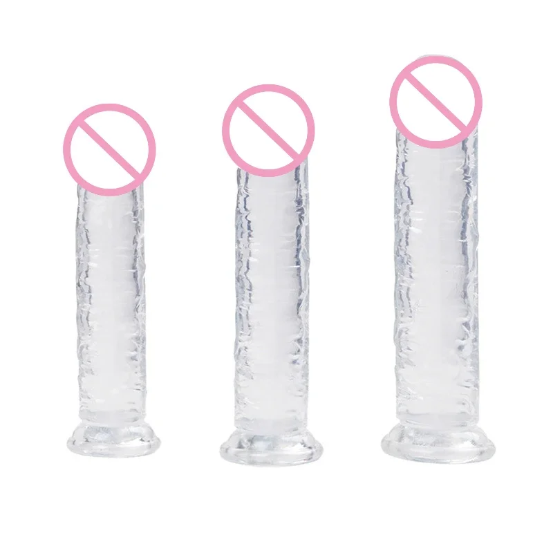 Realistischer Dildo für Frauen, transparenter Silikon-Anfänger-Dildo mit starkem Saugnapf, freihändiges Spielen für Sex-Masturbator für Erwachsene, G-Punkt