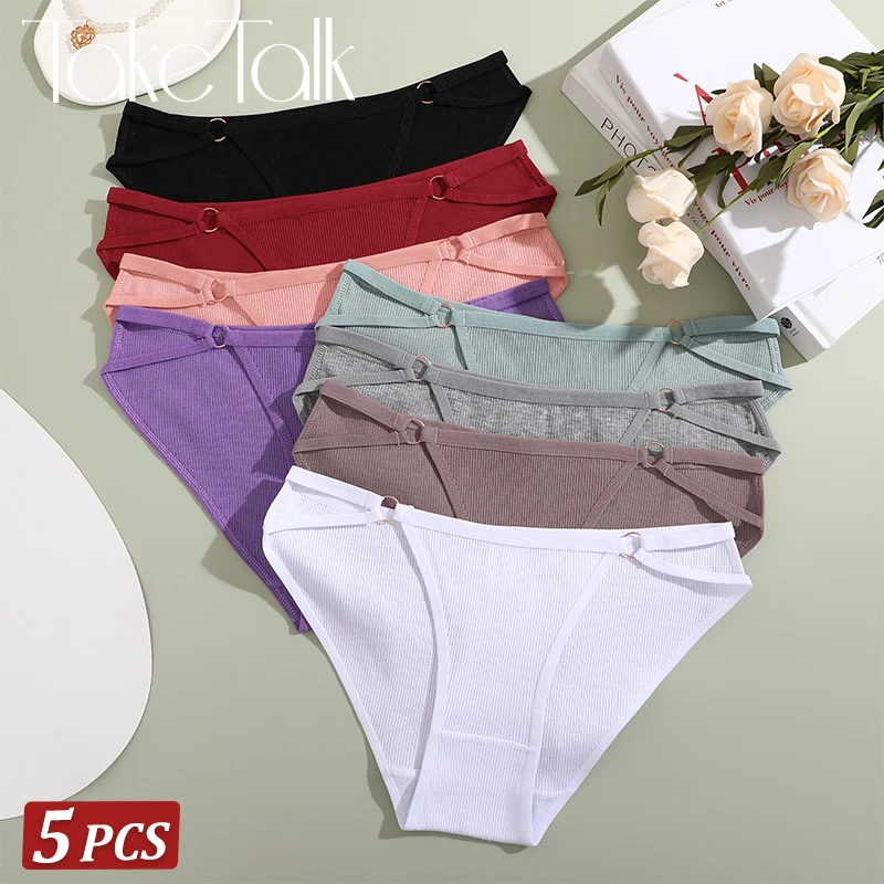 

5 шт./компл. женские хлопковые трусики, сексуальные трусы с низкой талией, женское дышащее нижнее белье, дизайн на пуговицах, мягкое удобное нижнее белье