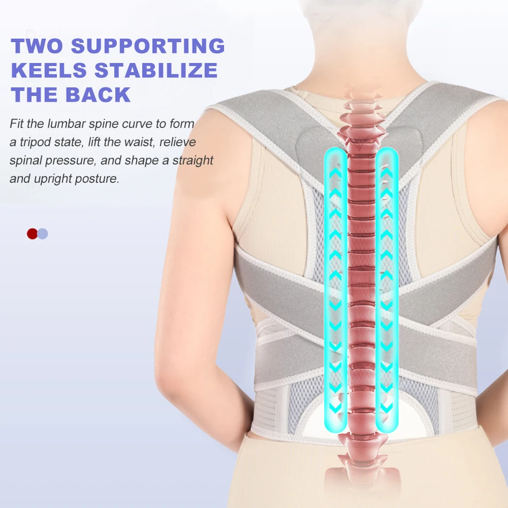 Corrector de postura de barra de aleación, soporte para espalda de escoliosis, soporte para columna vertebral, soporte para terapia de hombros, cinturón de corrección de postura, espalda ortopédica