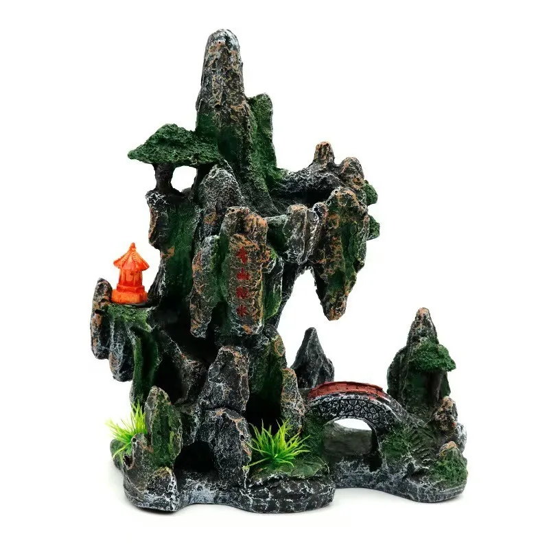 

1PC Fish tank landscaping bonsai rockery green mountains green water simulation stone mountain resin crafts aquarium ornaments