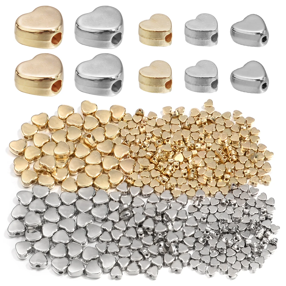 

100-200 шт./лот CCB бусины в форме сердца с большим отверстием, свободные пластиковые бусины-разделители для рукоделия, браслета, серьг, аксессуары для изготовления ювелирных изделий