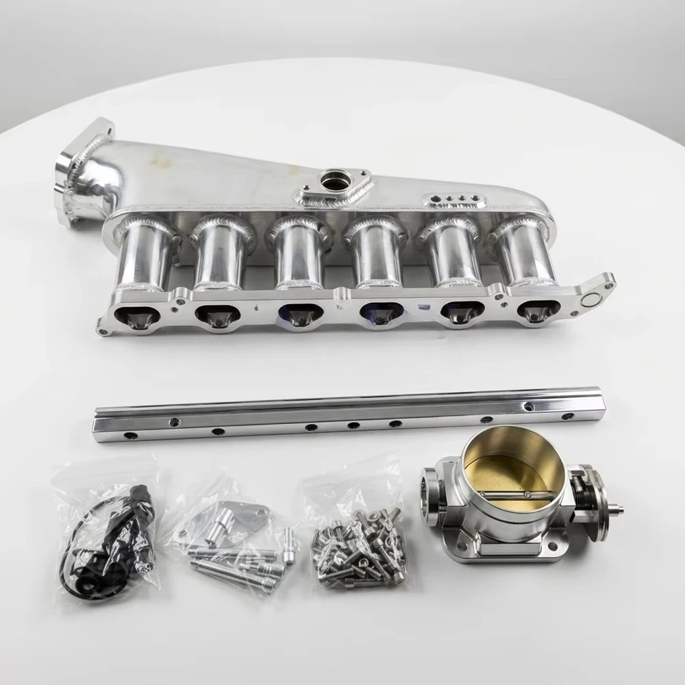 forHigh-Performance Intake Manifold Kit for Toyota 2JZ-GTE | Includes 90mm Throttle Body & Fuel Rail | Black/Silver Finish