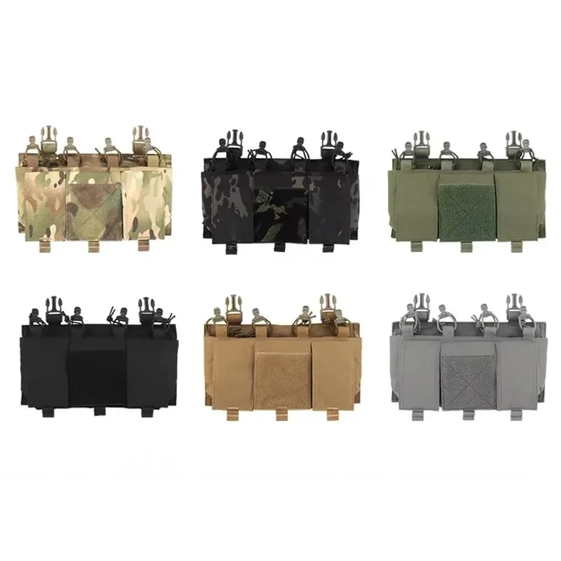 Tactical Quad 5.56 Magazine GP Pouch Placard QASM Clasp Front Panel for CPC FCSK ARC JPC Plate Carrier Airsoft Hunting Vest